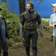 Joe Russo (left, with Chris Evans and Anthony Russo) went on Instagram Live today to talk Avengers 4...and booze.